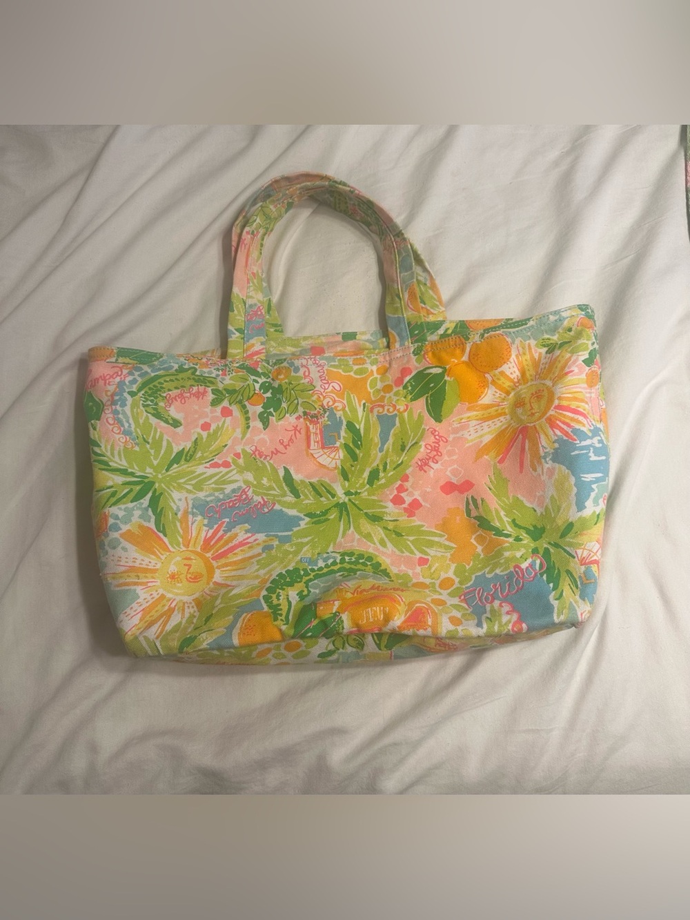 Lilly Pulitzer Sunshine State Palm Beach Florida Tote BeachBag Citrus Preppy